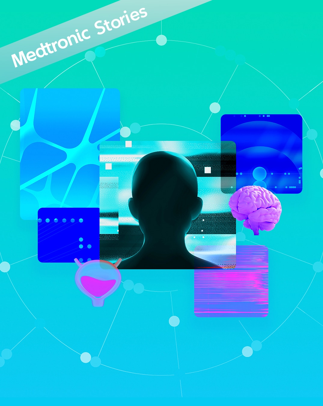 Stylized illustration of brain and bladder